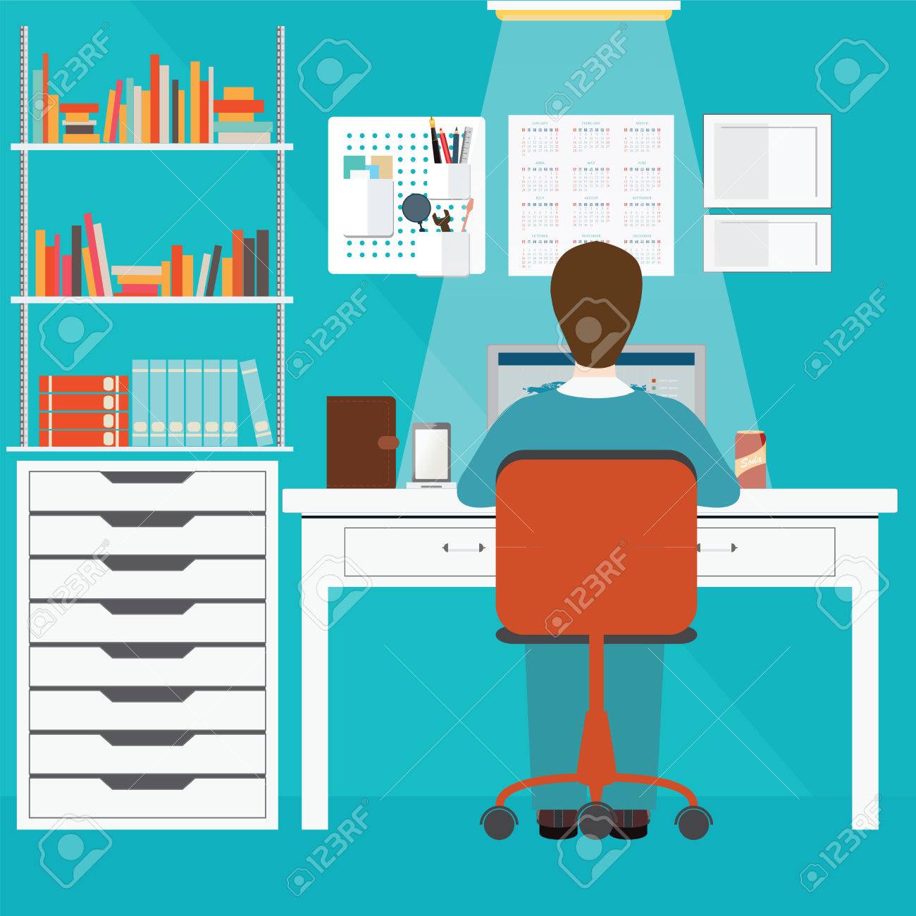 Kaufmann Arbeitet Im Büro Zu Hause, Büroleute, Büro Inter ... Kaufmann Arbeitet Im Büro Zu Hause, Büroleute, Büro Inter ...