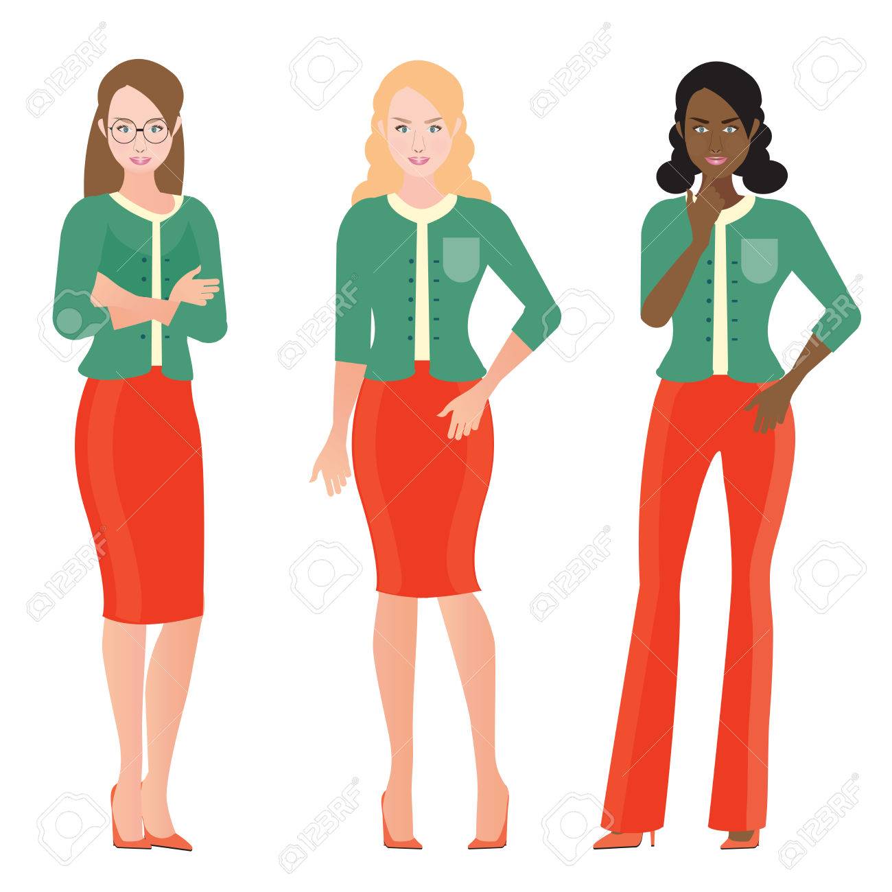 スマート スーツ オフィス ワーカーやチームワーク漫画キャラ ビジネス人々 ベクトル イラスト ビジネス女性 のイラスト素材 ベクタ Image