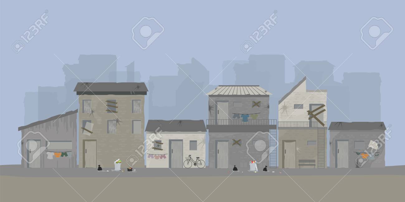 スラム街や旧市街のスラム街の風景 ベクターイラスト のイラスト素材 ベクタ Image