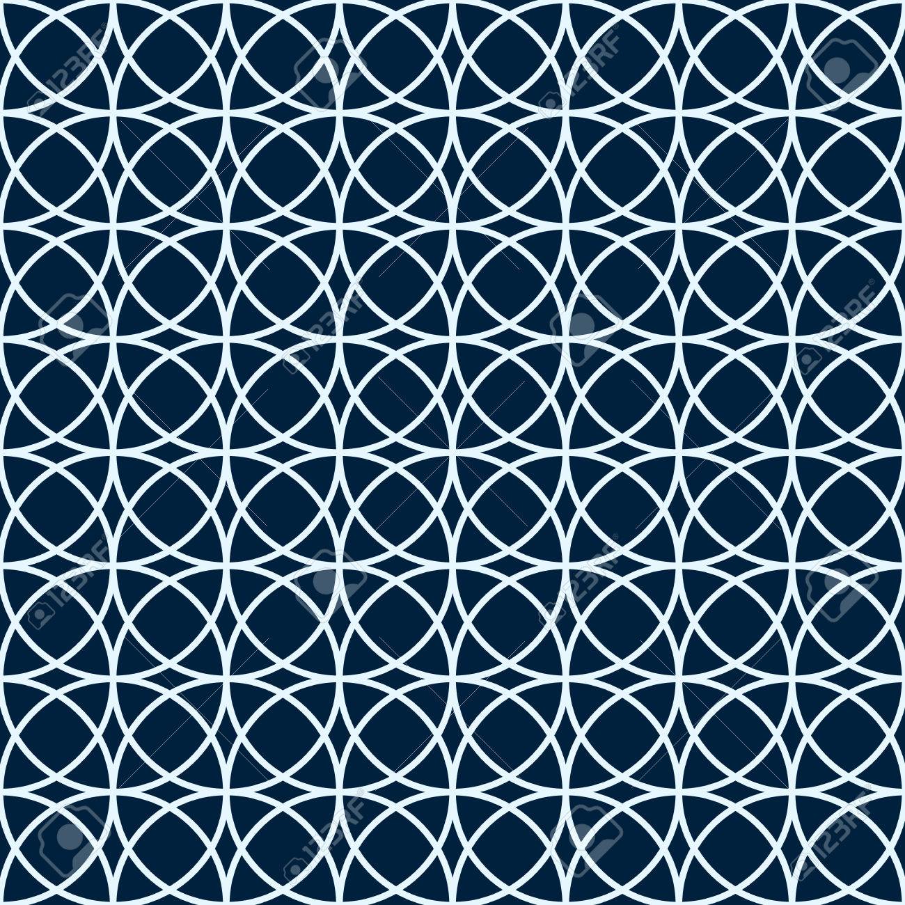 アラビア語のシームレスなパターン 幾何学的図形 白と青の円 シンプルな背景 イスラム教徒のスタイリッシュなデザイン ベクトルの図 のイラスト素材 ベクタ Image