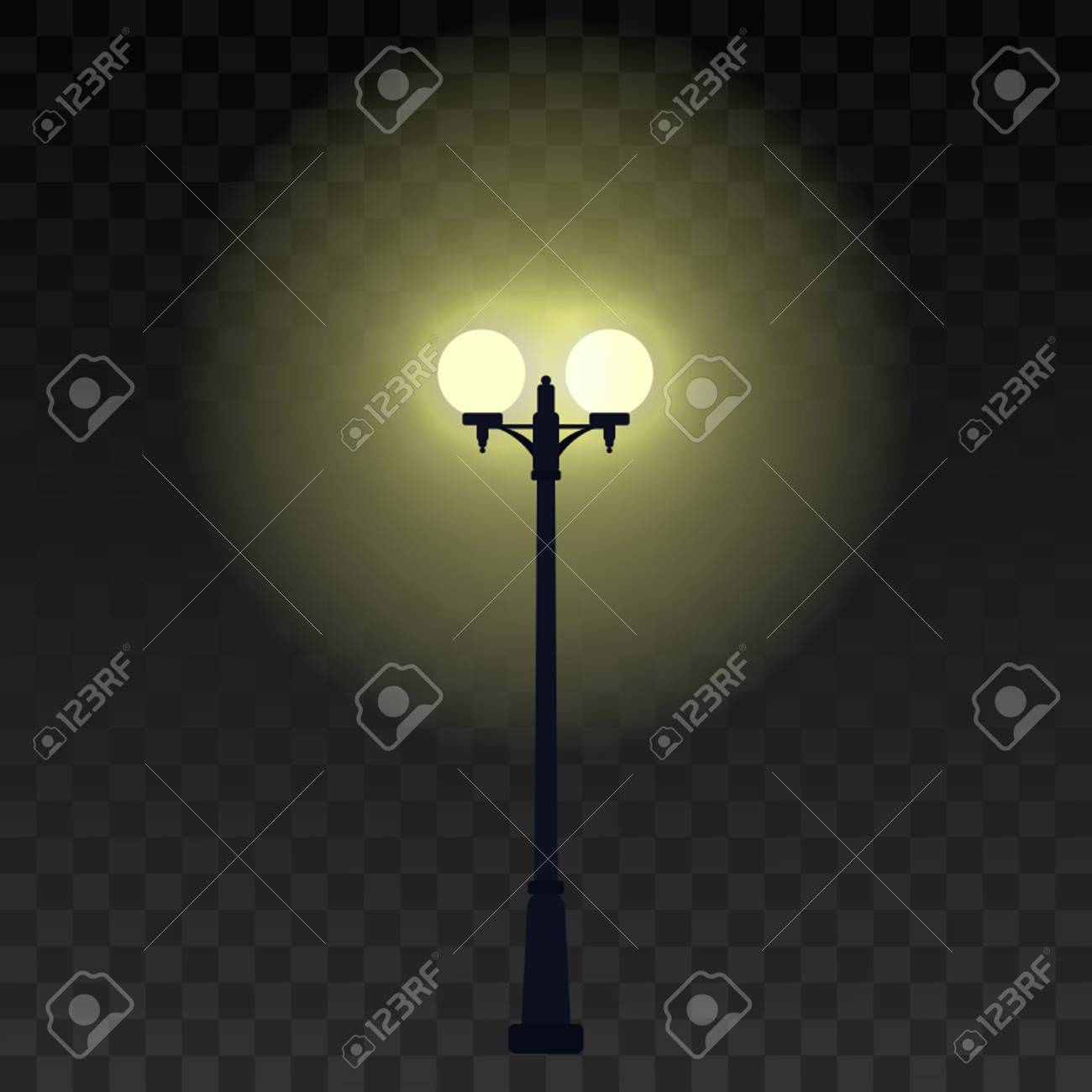 街路灯は透明な背景に輝いています のイラスト素材 ベクタ Image