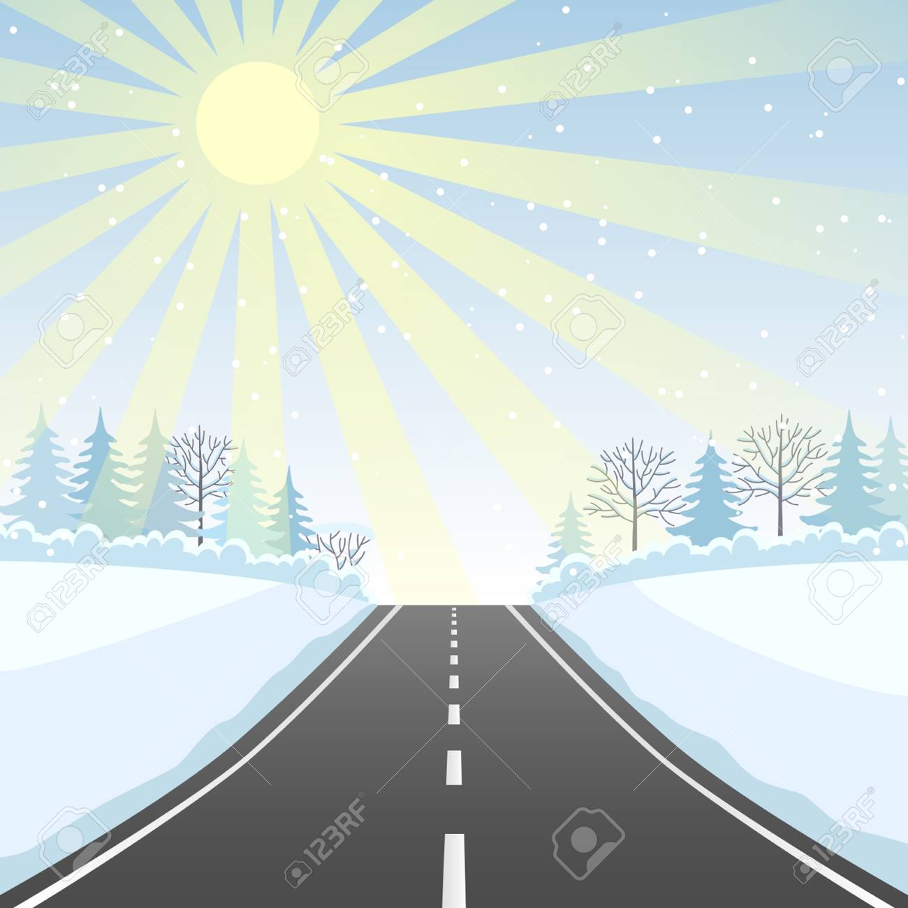 Rodovia Com Uma Paisagem De Inverno Vista Do Carro De Estrada Conceito De Viagem Ilustracao Vetorial De Um Design Plano Ilustraciones Vectoriales Clip Art Vectorizado Libre De Derechos Image 91670616