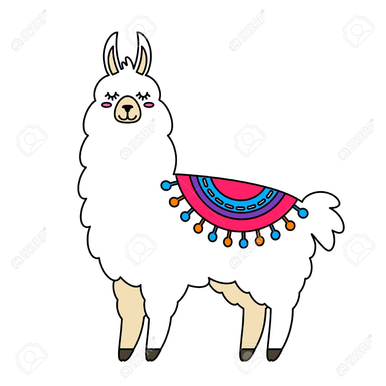 Llama Divertida Alpaca En Un Estilo De Dibujos Animados Aislado.  Ilustración Vectorial Plana Ilustraciones Svg, Vectoriales, Clip Art  Vectorizado Libre De Derechos. Image 96730681.