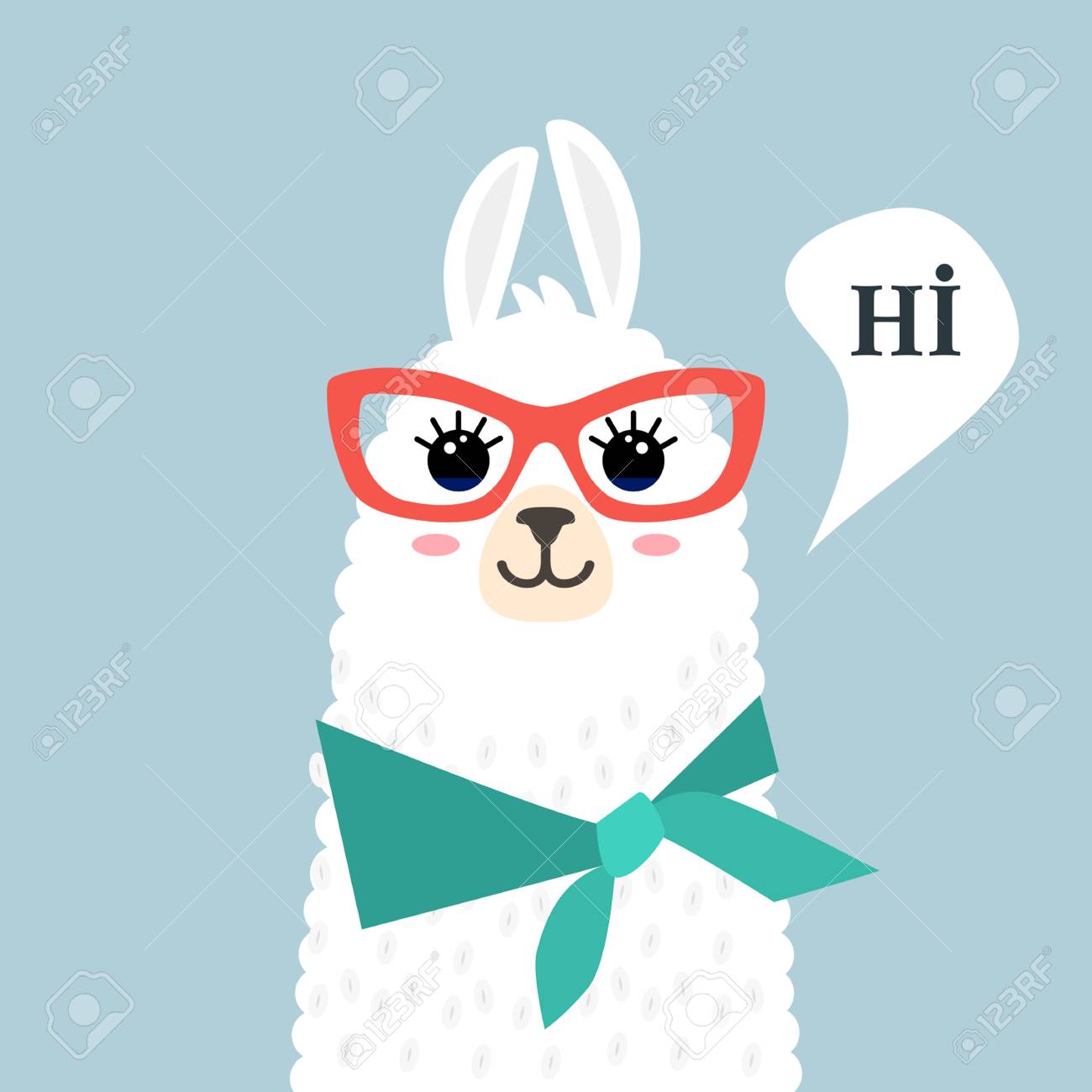 funny muzzle llama alpaca and greeting hi template for print