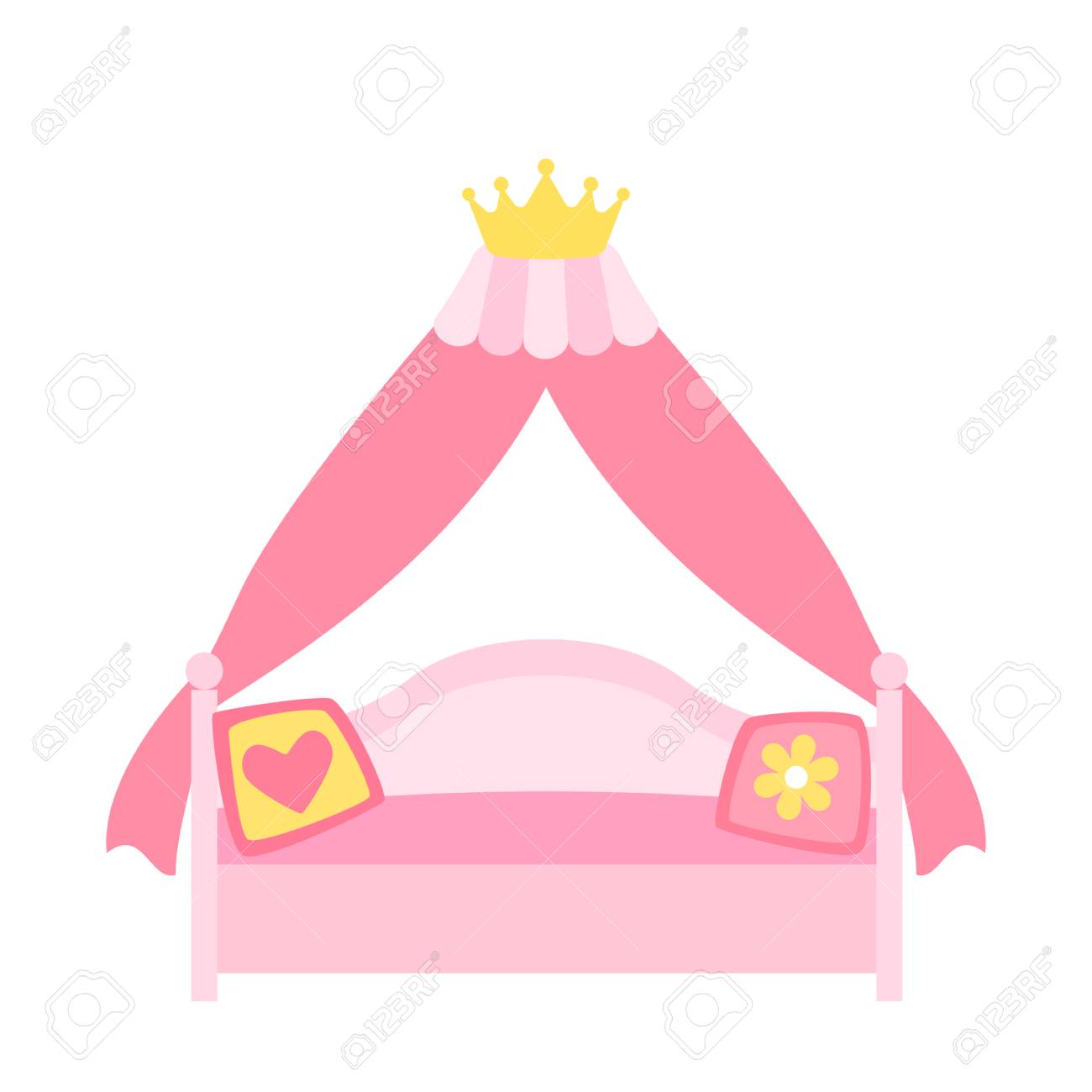 With spires and towers and doors, oh my. a pink four poster bed for a princess or a fairy queen black