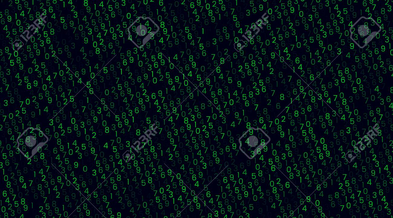 画面上のバイナリマトリックスコードのストリーム。コンピュータマトリックスの番号。暗号通貨ビットコインのコーディング、ハッカー、またはマイニングの概念。ベクトルイラスト。のイラスト素材・ベクター  Image 98559661