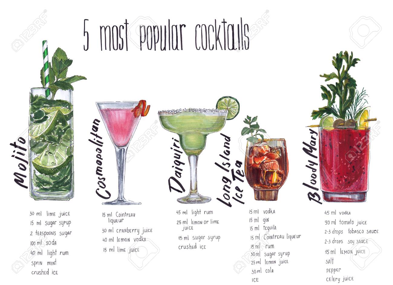 Popular Cocktails Food Sketch Markers Stock Photo Picture And Royalty Free Image Image 132024485