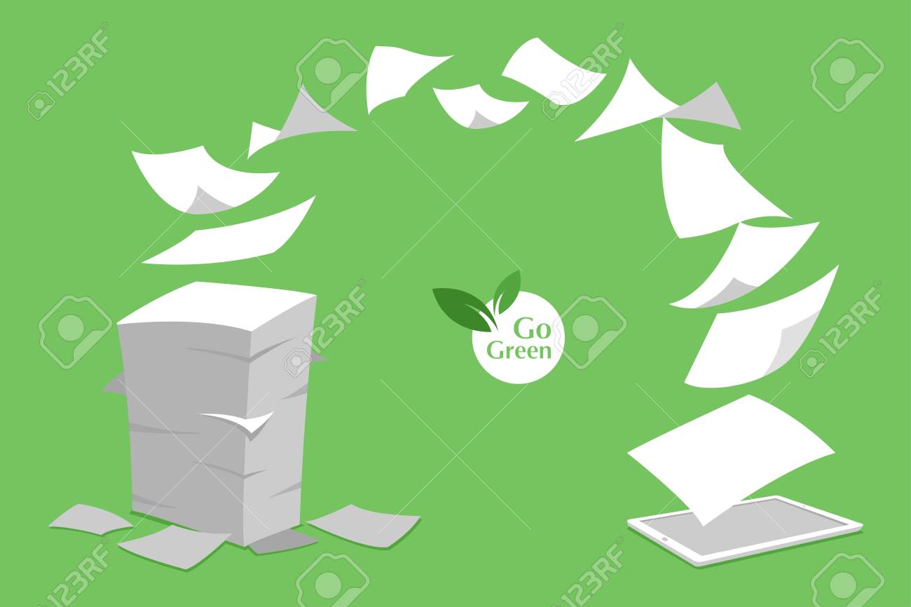 Concept Of Stack White Paperless Go Green Save The Planet Earth