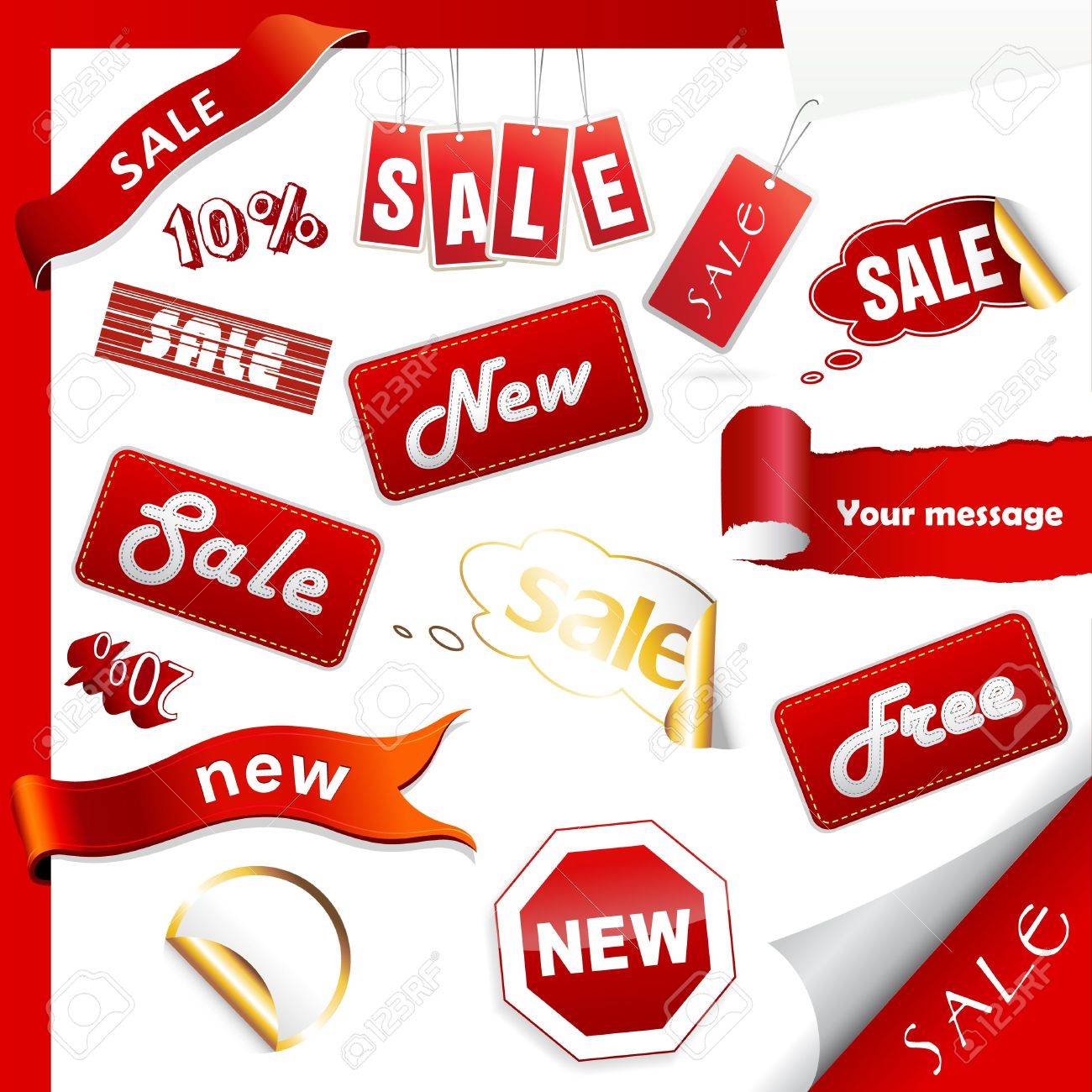 Set of sale icons, labels, stickers. - 17680087 Set of sale icons, labels, stickers. - 17680087