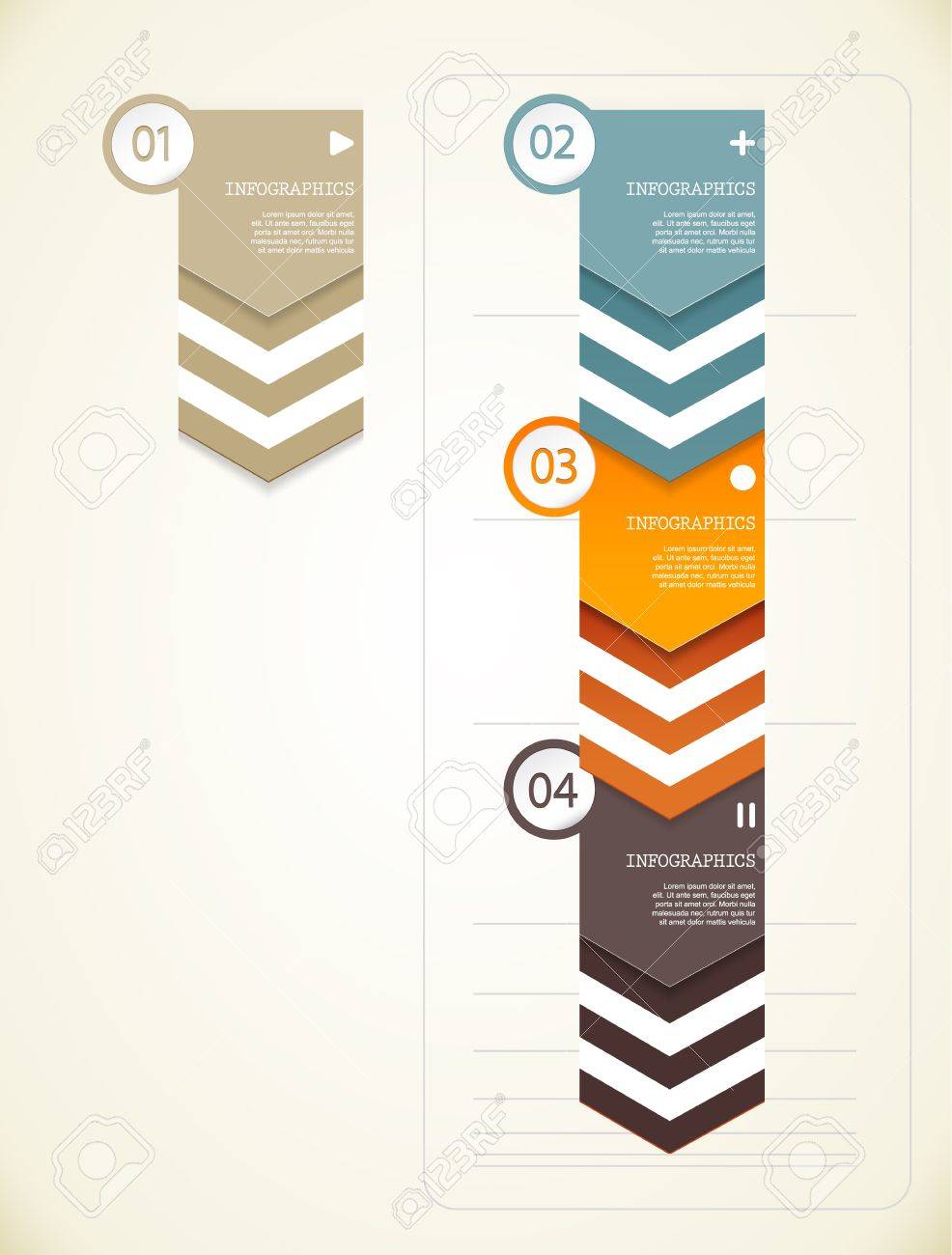 Four colored paper triangles with place for your own text. - 19108592 Four colored paper triangles with place for your own text. - 19108592