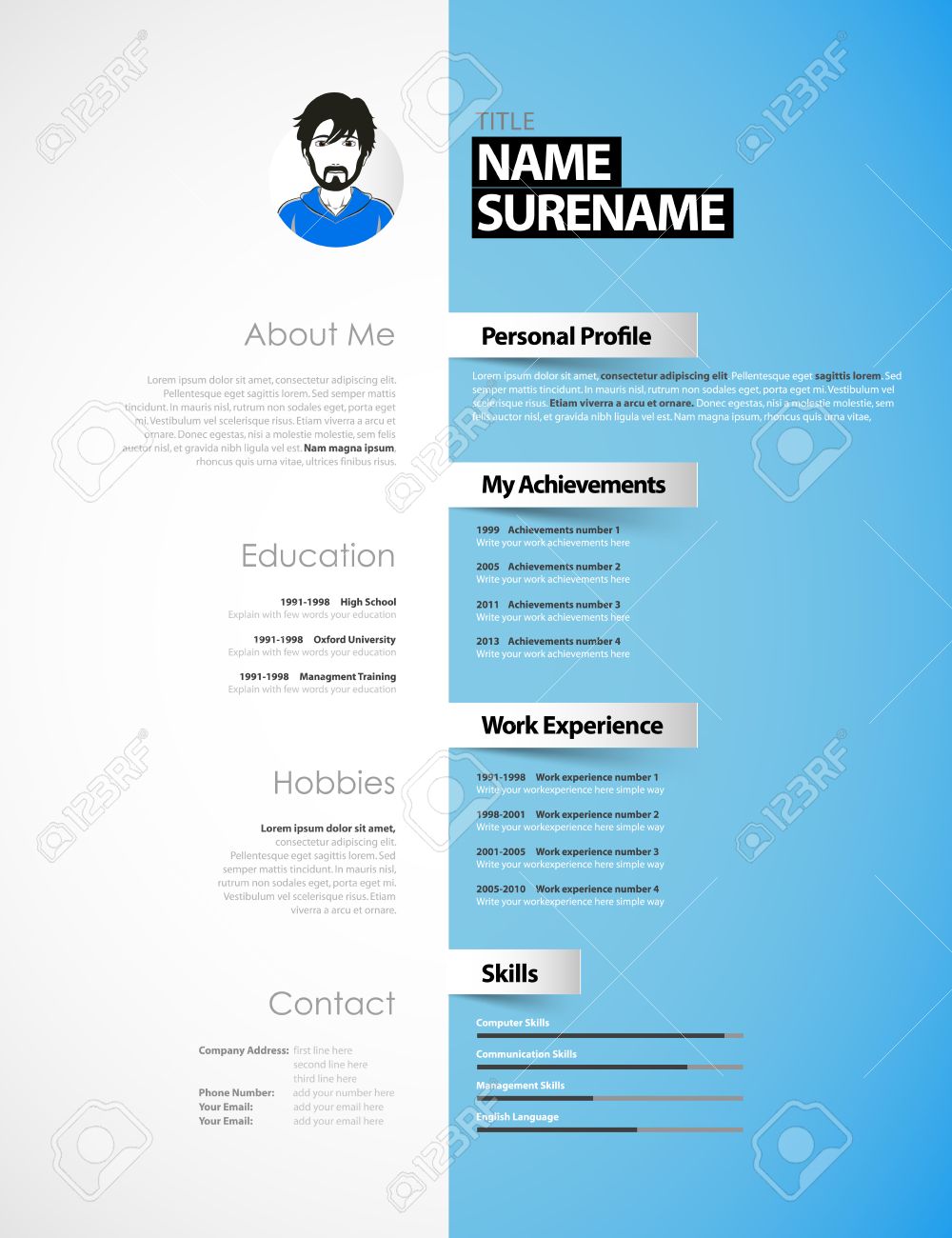 Creative Cv Template With Paper Stripes. Royalty Free Cliparts