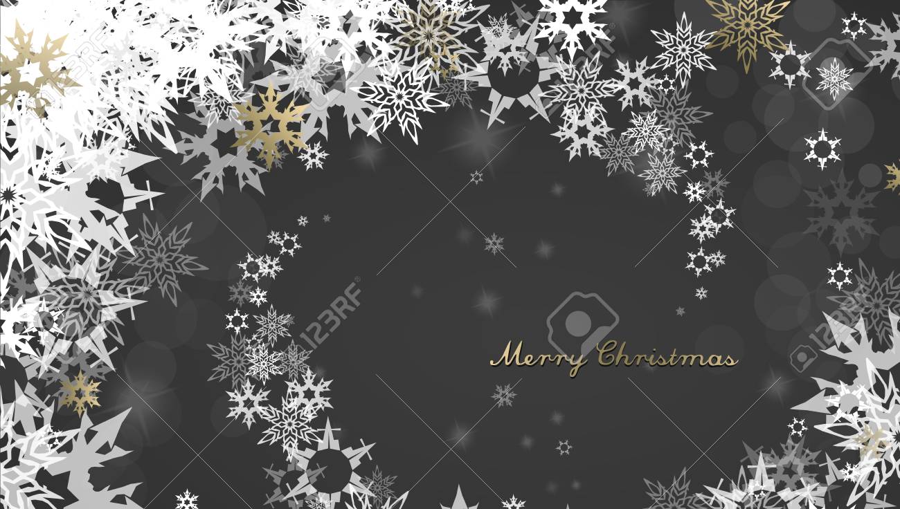 Christmas dark background with golden - white snowflakes and Merry Christmas text - dark version - 67765497 Christmas dark background with golden - white snowflakes and Merry Christmas text - dark version - 67765497