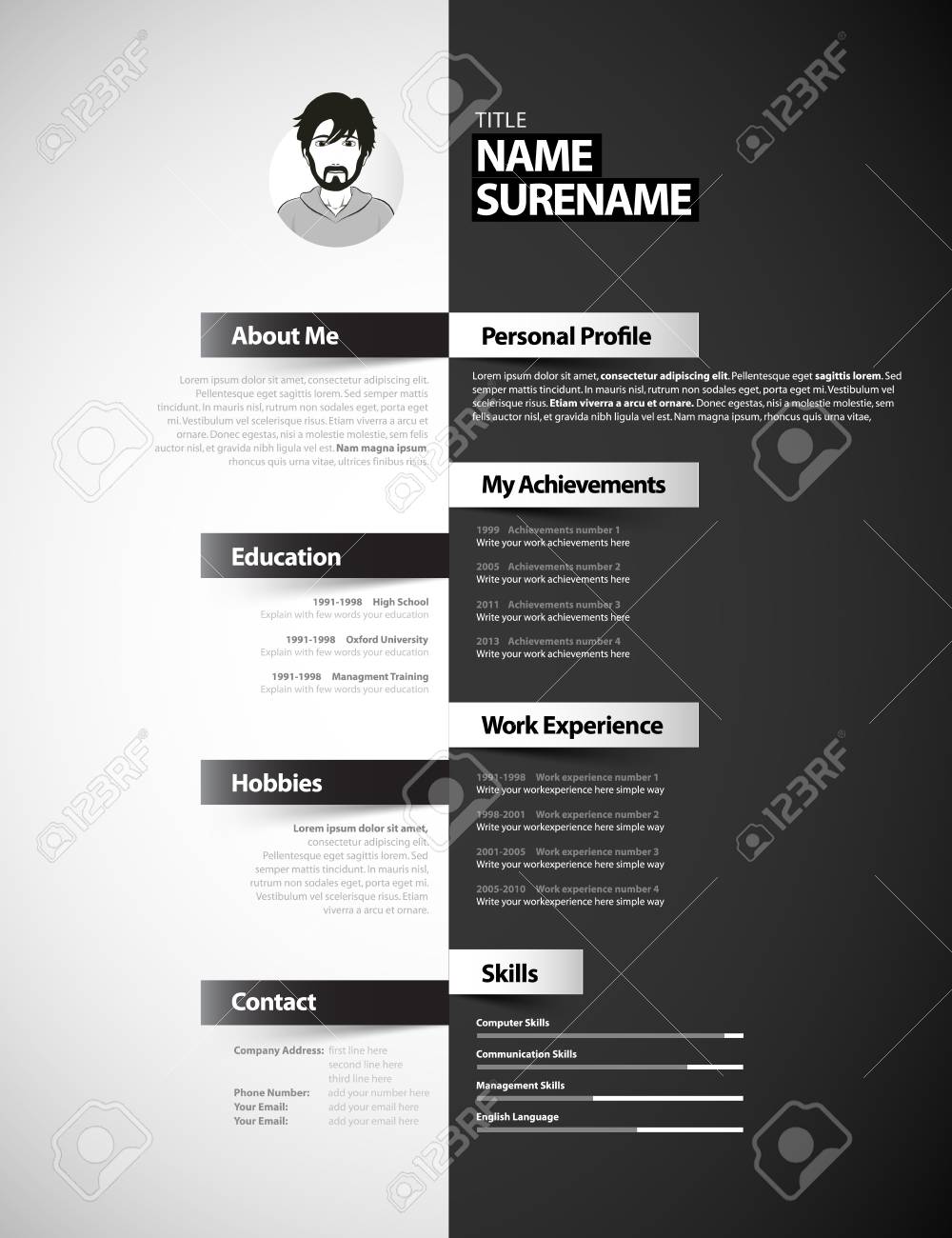 creative cv template with paper stripes creative cv