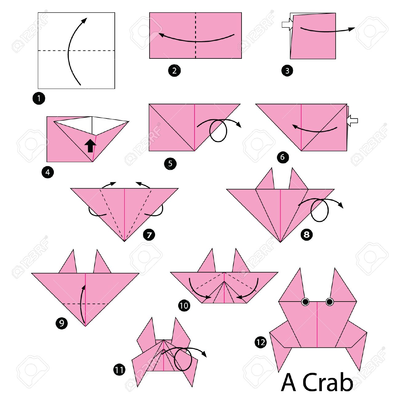 Paso A Paso Las Instrucciones De Cómo Hacer Cangrejo Origami