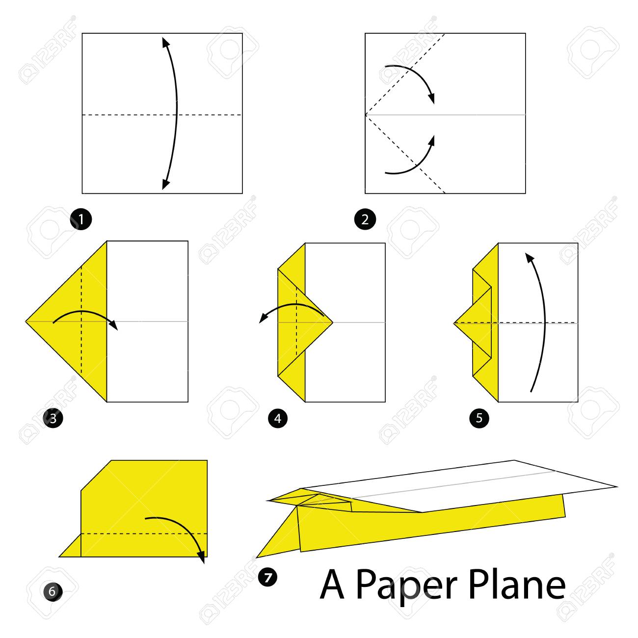 Schritt Fur Schritt Anleitung Wie Man Origami Ein Papierflugzeug Zu Machen Lizenzfrei Nutzbare Vektorgrafiken Clip Arts Illustrationen Image 54302335