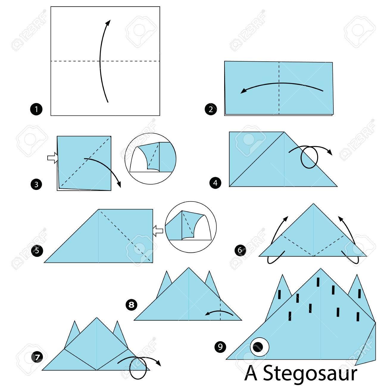 Step By Step Instructions How To Make An Origami A Dinosaur