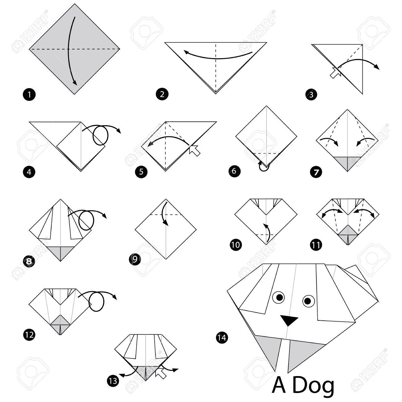 Paso A Paso Las Instrucciones De Cómo Hacer Origami Un Perro