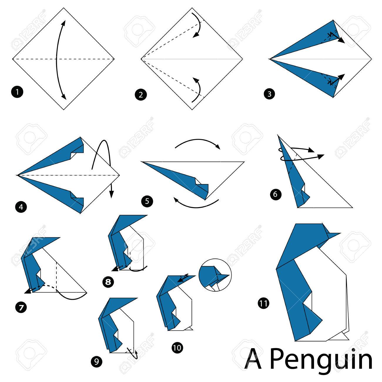 Paso A Paso Las Instrucciones De Cómo Hacer Origami Un Pingüino