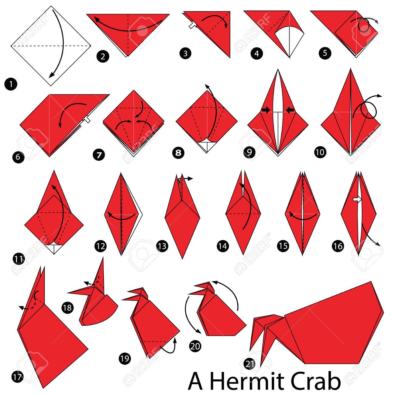 Instrucciones Paso A Paso Para Hacer Origami Cangrejo Ermitaño