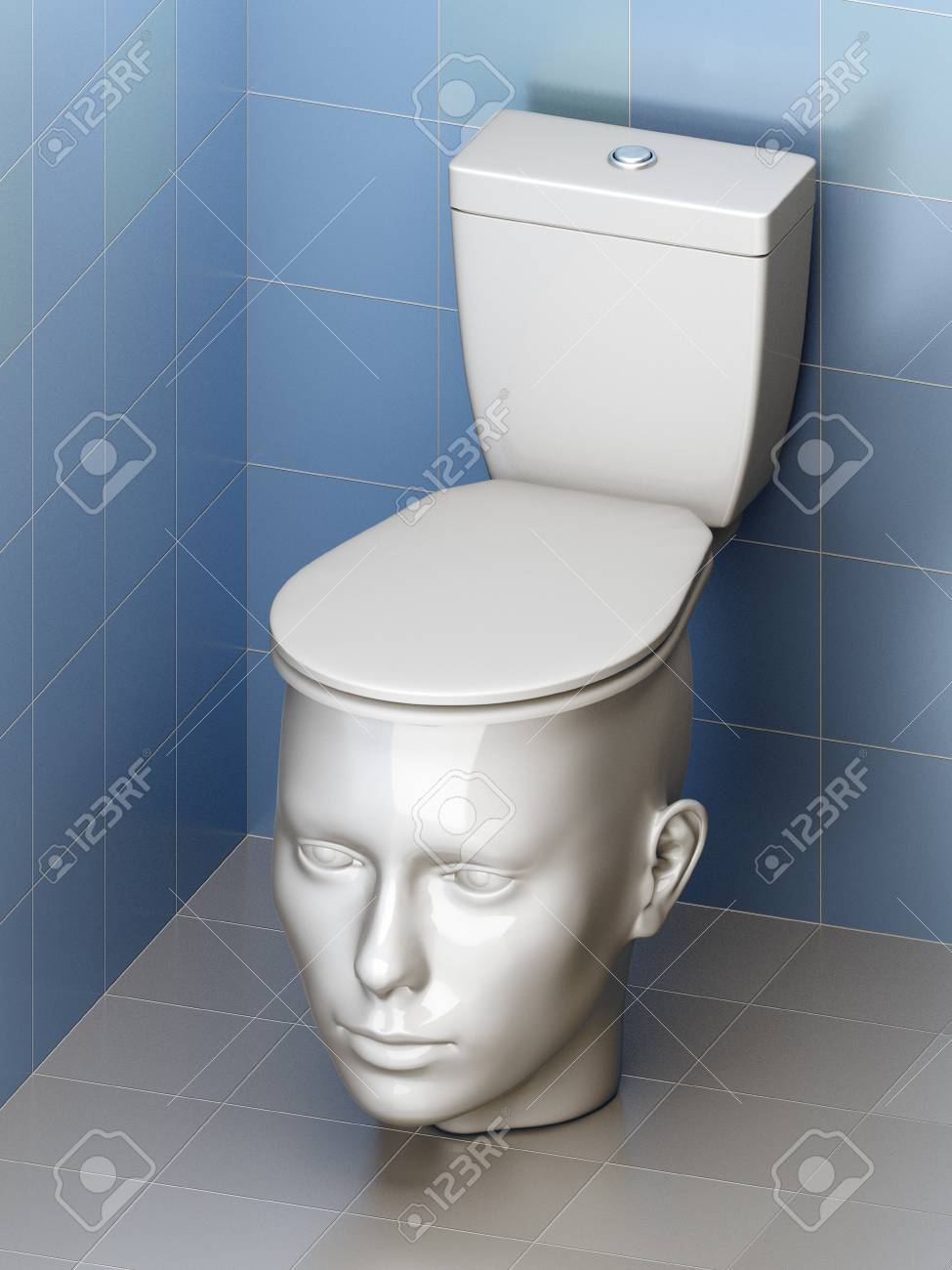 illustration of a porcelain head in a toilet - 36676049 illustration of a porcelain head in a toilet - 36676049
