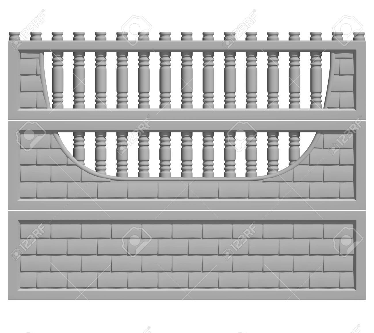 Illustration of a concrete fence on white background, product image to be included in the catalog - 36872319 Illustration of a concrete fence on white background, product image to be included in the catalog - 36872319