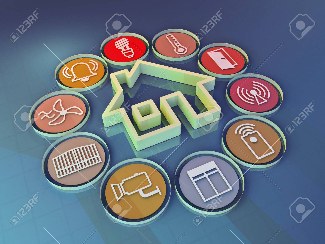 3d render illustration of icons symbolizing the smart home - 53651911 3d render illustration of icons symbolizing the smart home - 53651911
