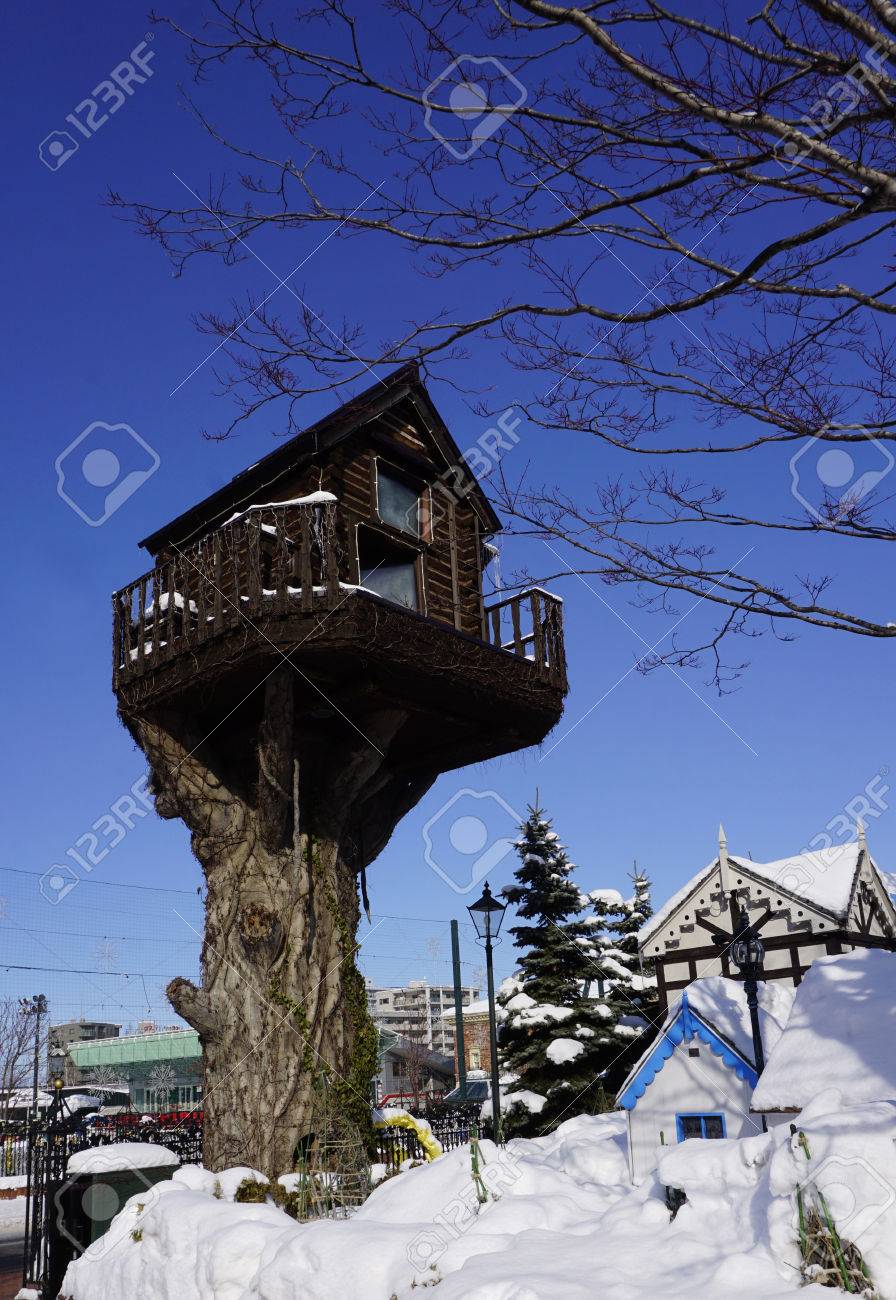 Arbre Maison Architecture Neige Hiver A Hokkaido Japon Banque D Images Et Photos Libres De Droits Image