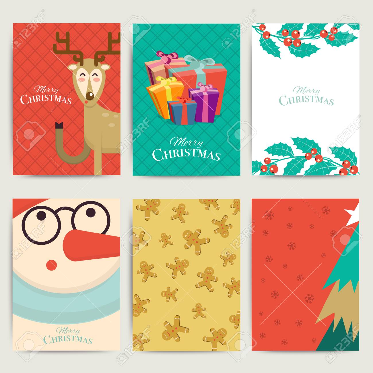 christmas greeting card templateset vector xmas invitation layout