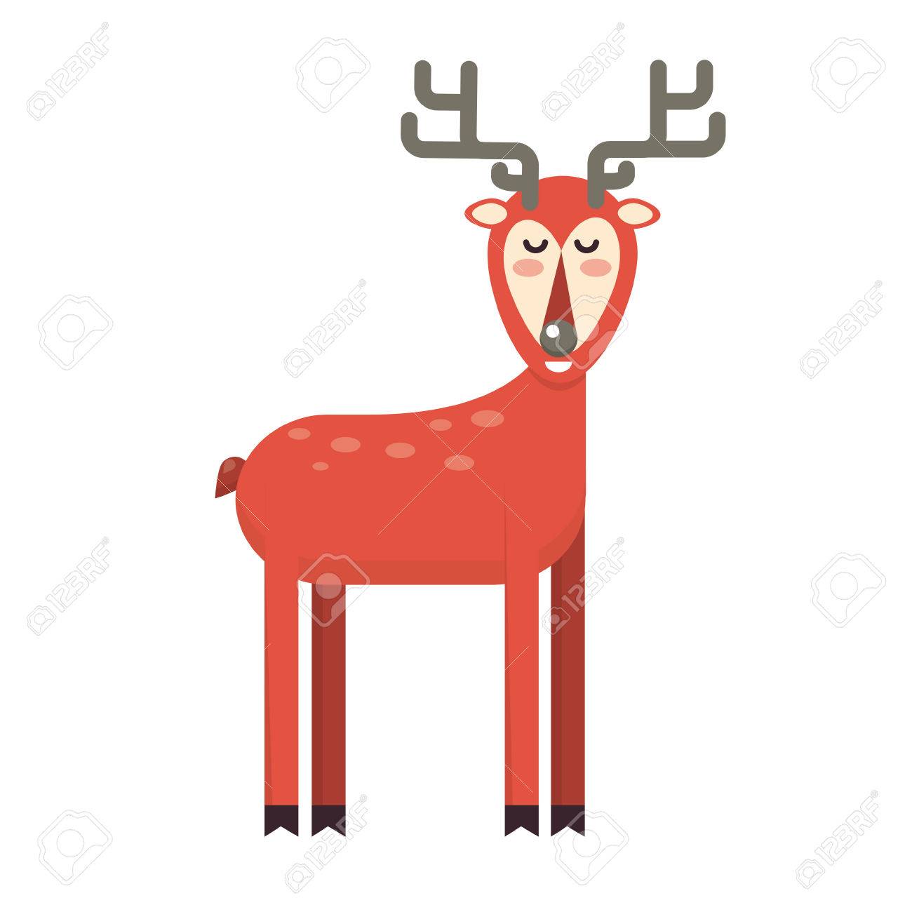 happy smiling christmas deer cartoon character standing cheerful