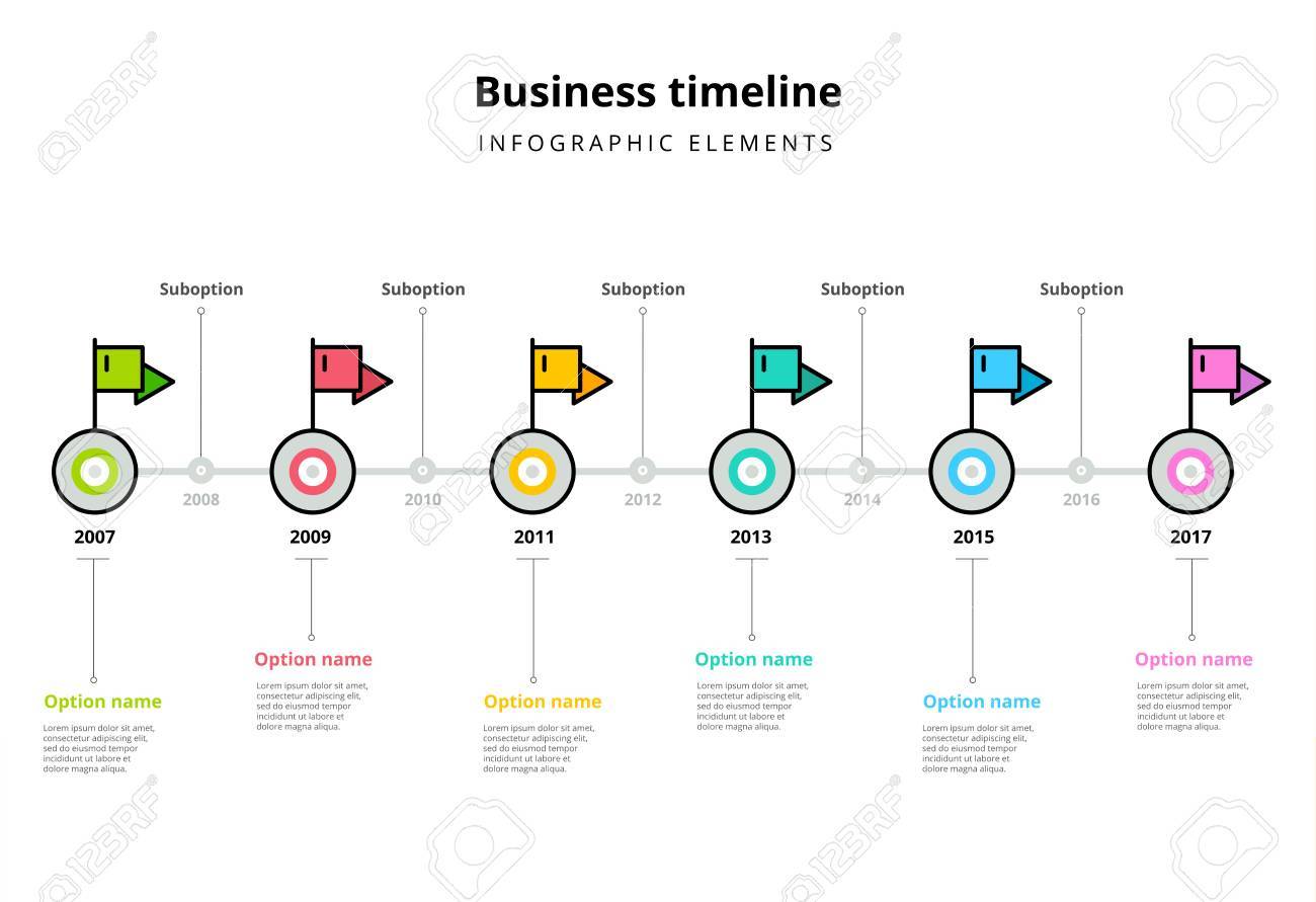 corporate milestones graph elements business timeline in step