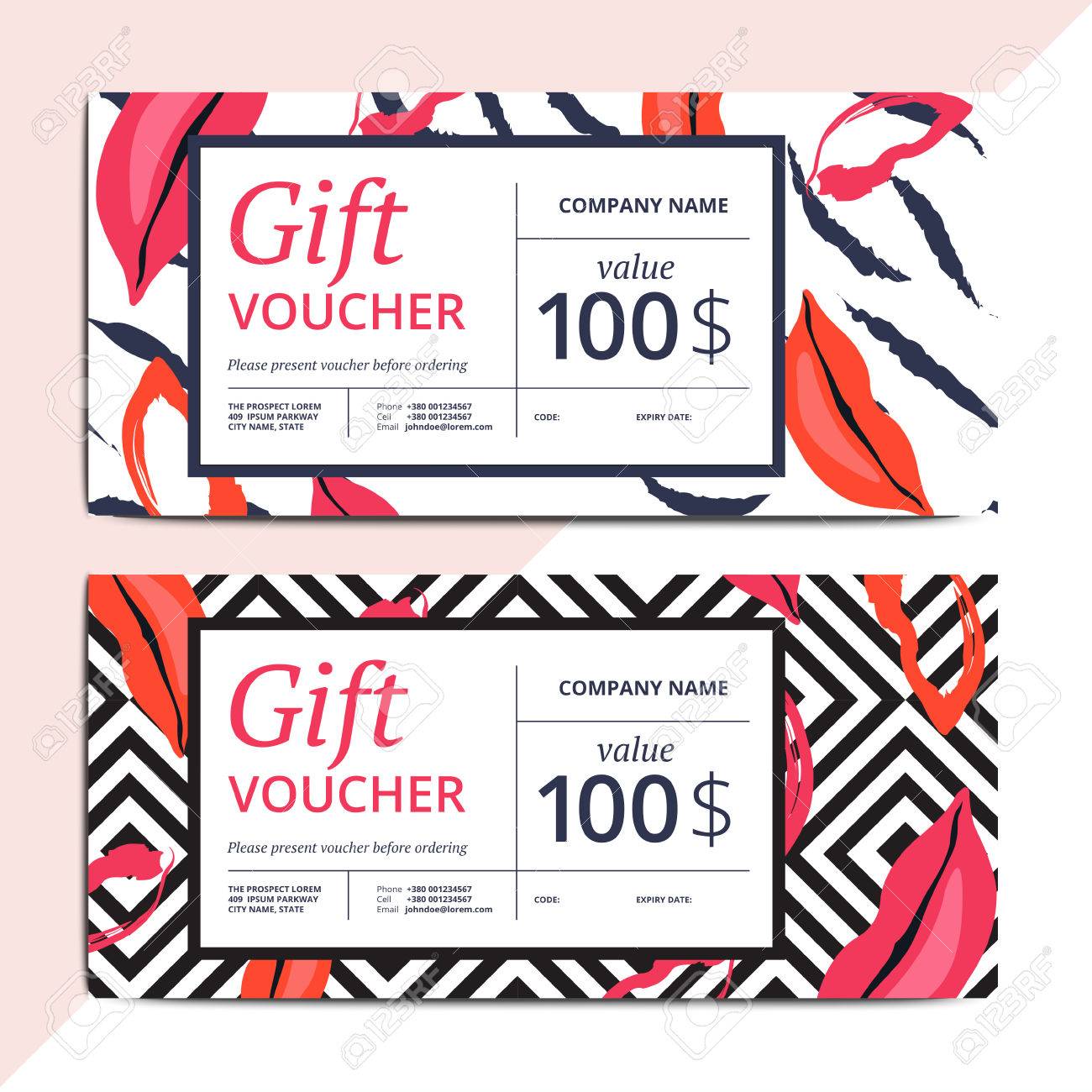trendy abstract gift voucher card templates modern luxury discount coupon cards templates