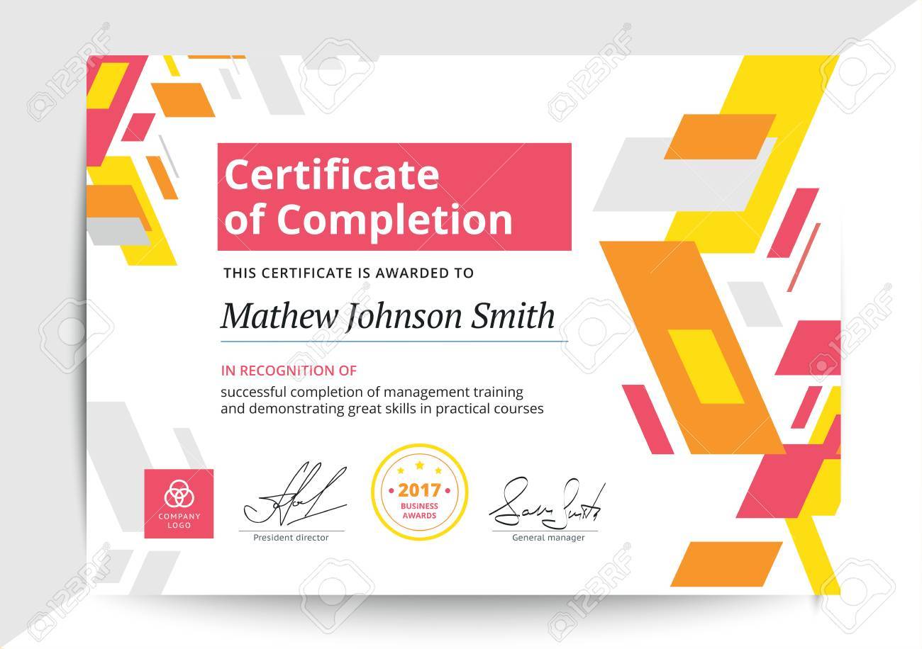 Abschlusszertifikat Vorlage In Modernem Design. Business Diplom Within Class Completion Certificate Template