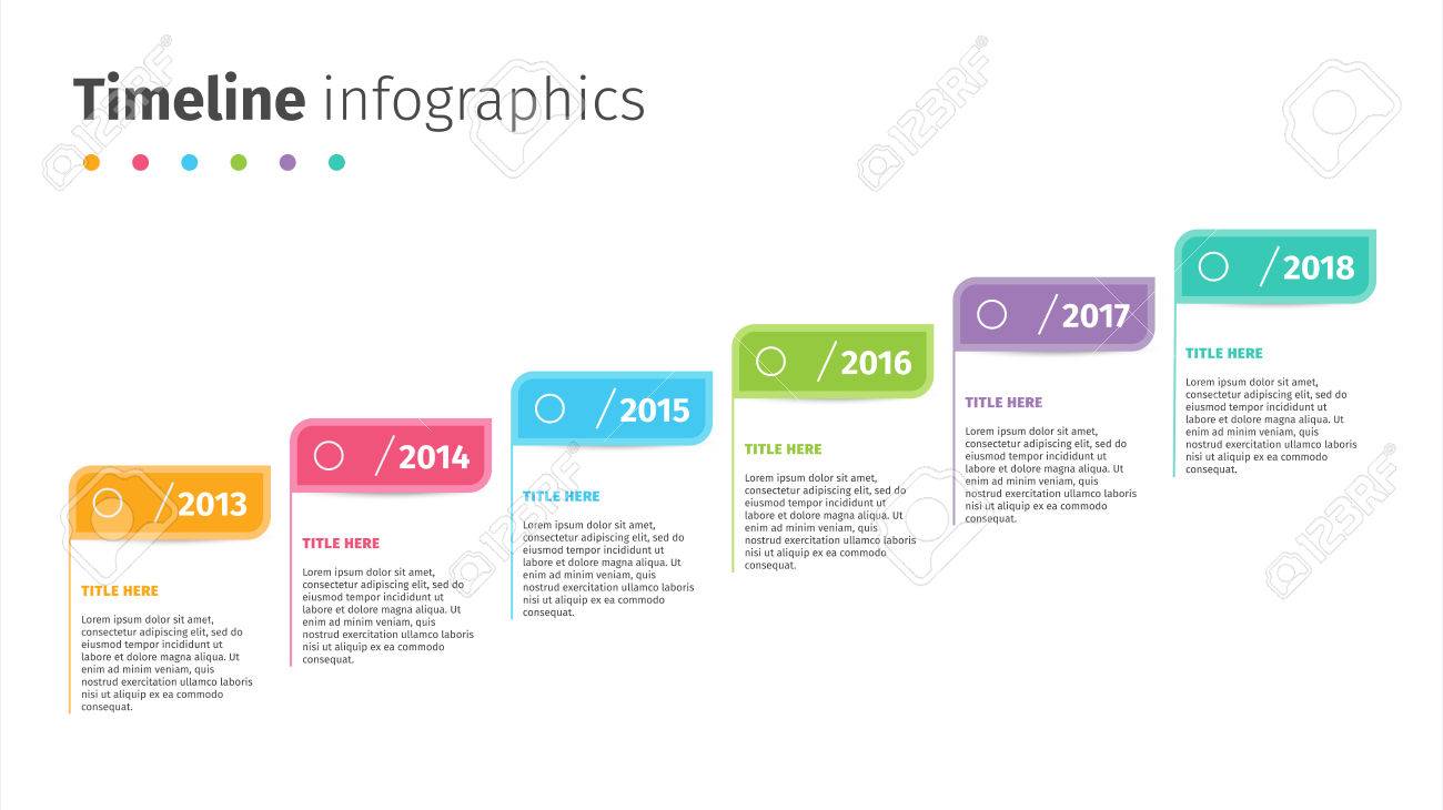 business timeline with step flags infographics corporate milestones