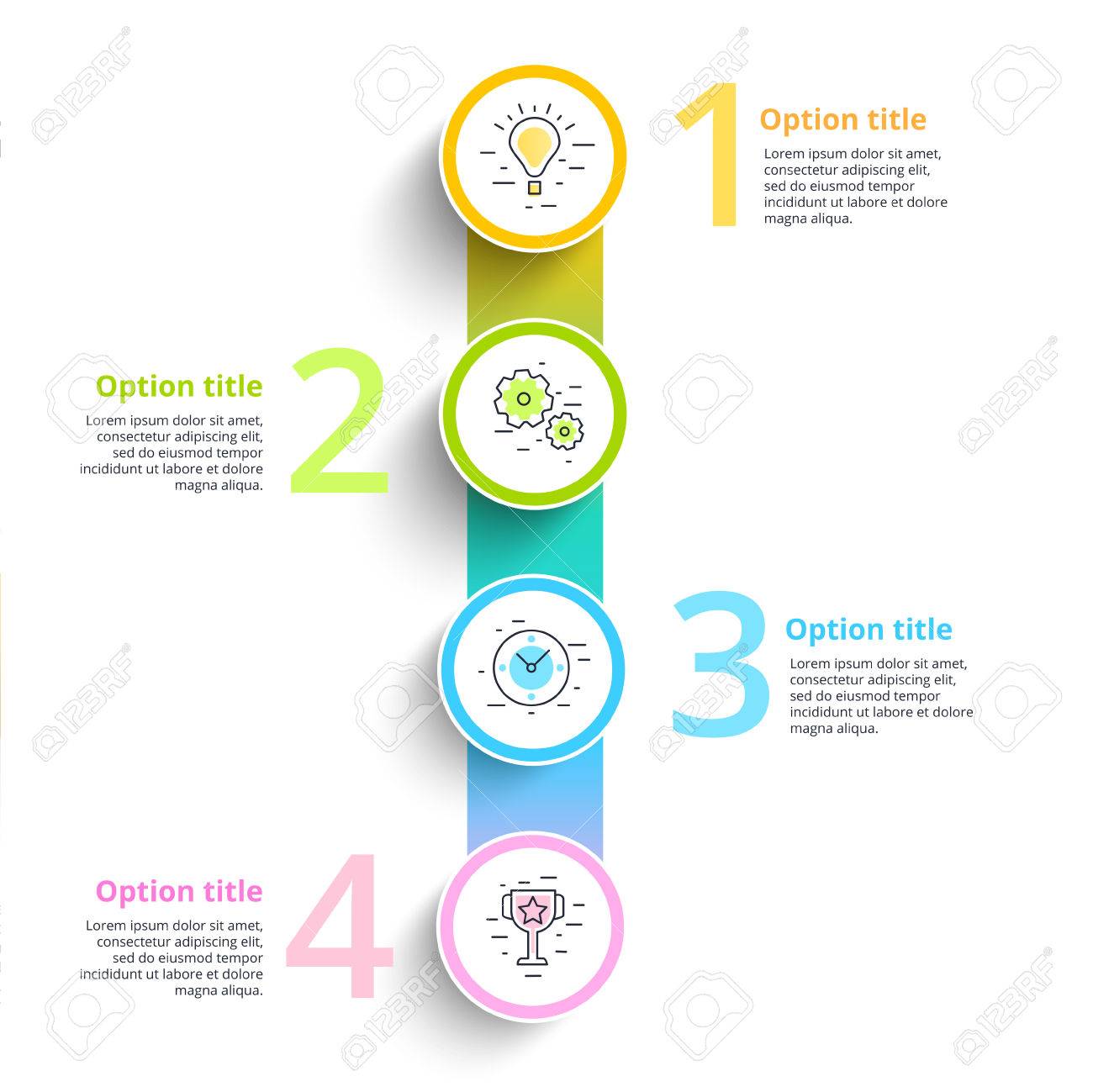 business process chart infographics with 4 step circles circular