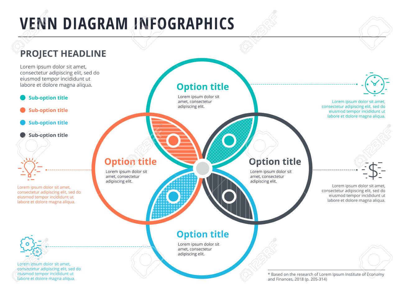 venn diagram with 4 circles infographics template design vector venn diagram with 4 circles