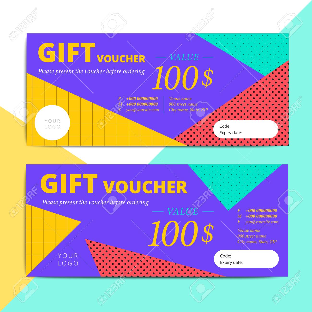 trendy abstract gift voucher card templates modern discount gift certificate layout