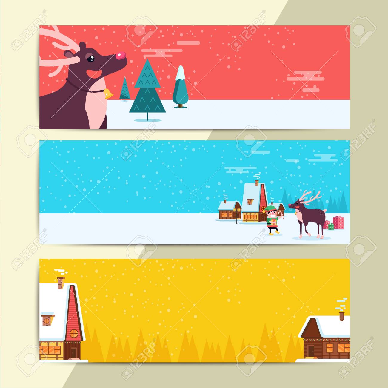 christmas party flyer template design xmas poster in funny cartoon