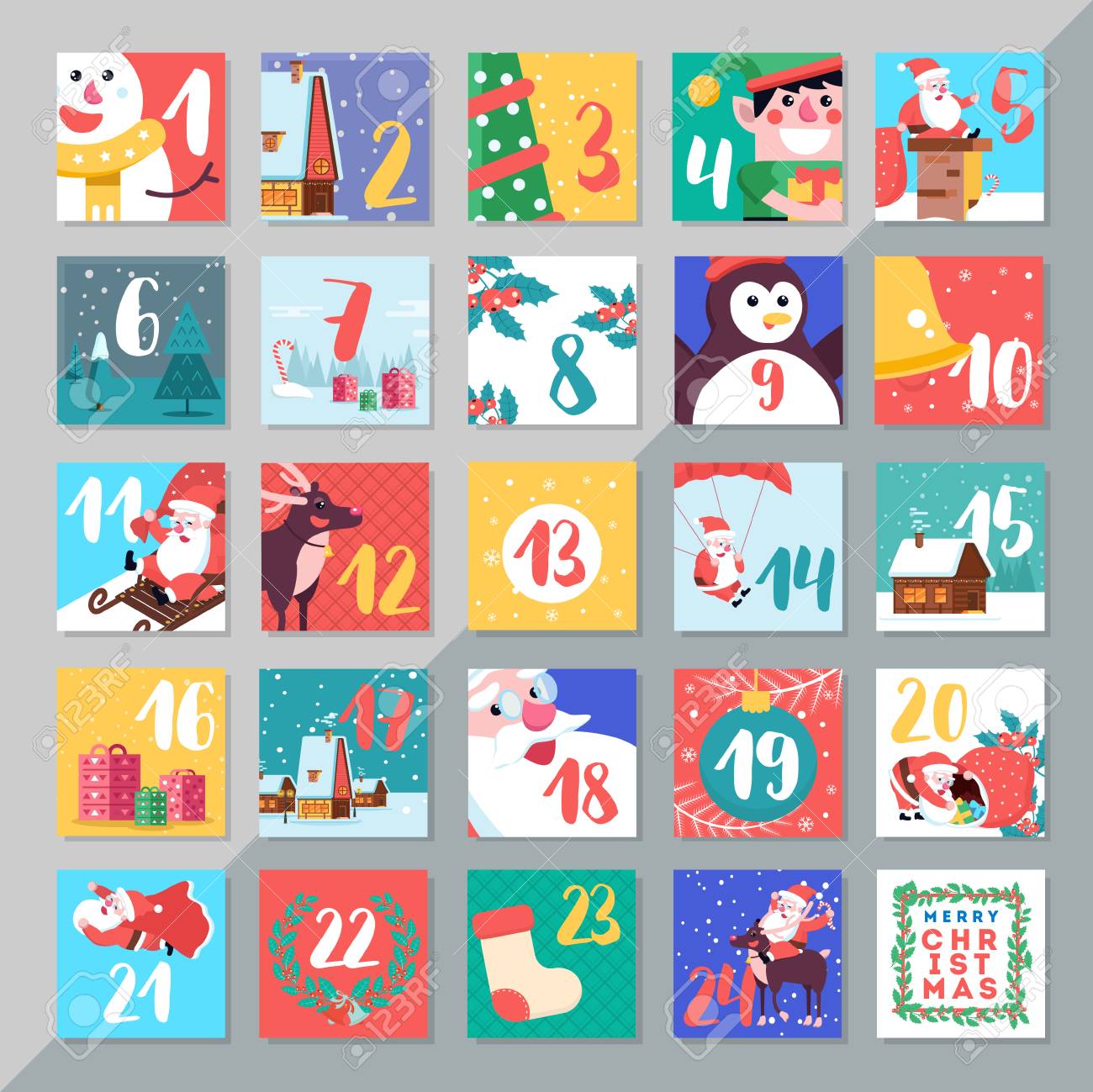 christmas holiday advent calendar template design merry xmas days countdown calendar