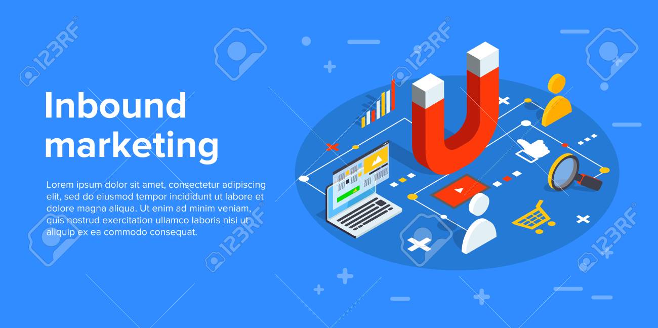 inbound marketing vector business illustration in isometric design permission marketing