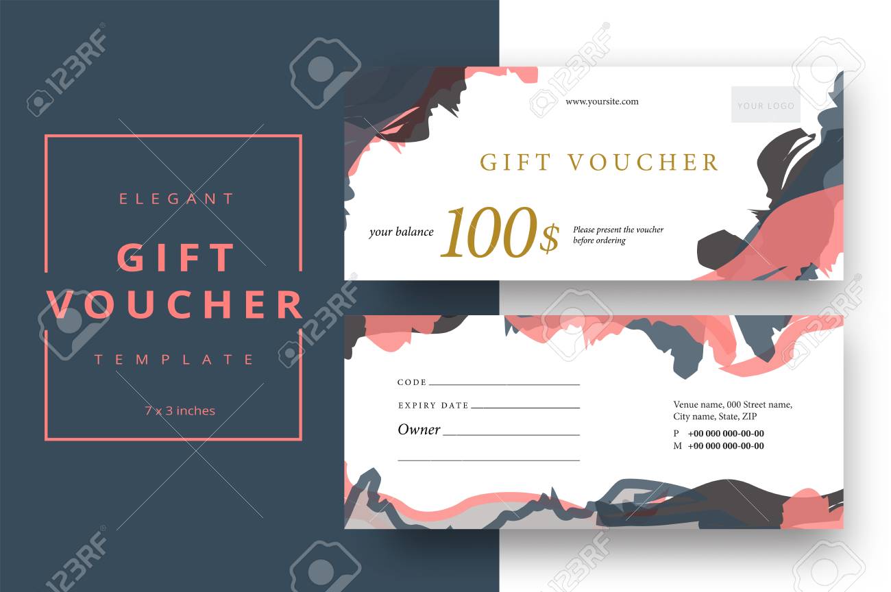 abstract gift voucher card template modern discount coupon or gift certificate layout