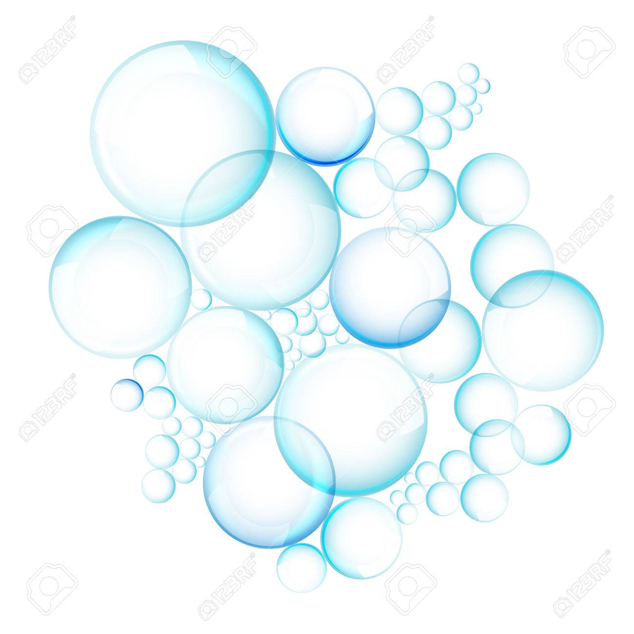 白地にブルーの石鹸の泡のベクトル イラスト のイラスト素材 ベクタ Image