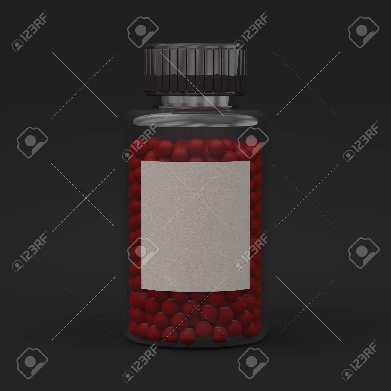 blank template of glass jar with cap for pills 3d mockup medical