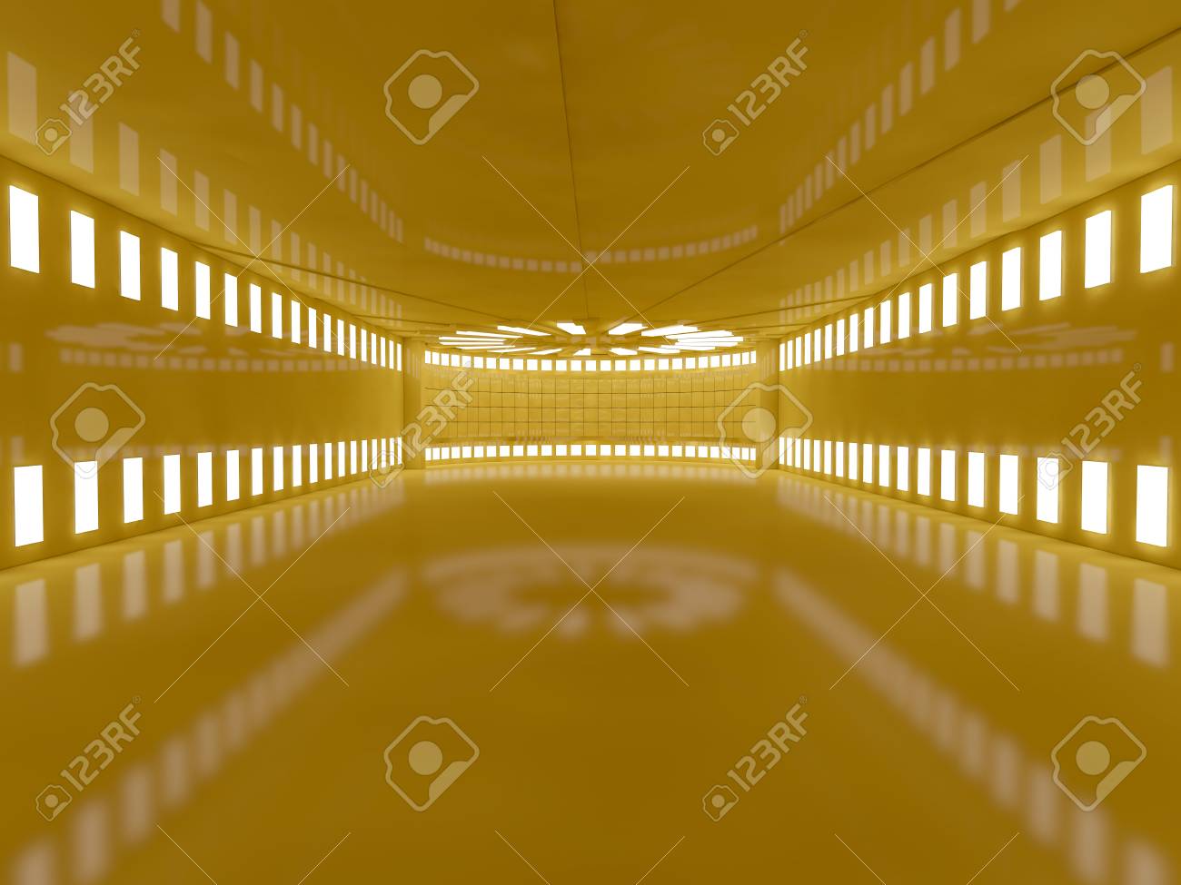 空の黄色い部屋インテリア ランプ 3 D レンダリング の写真素材 画像素材 Image