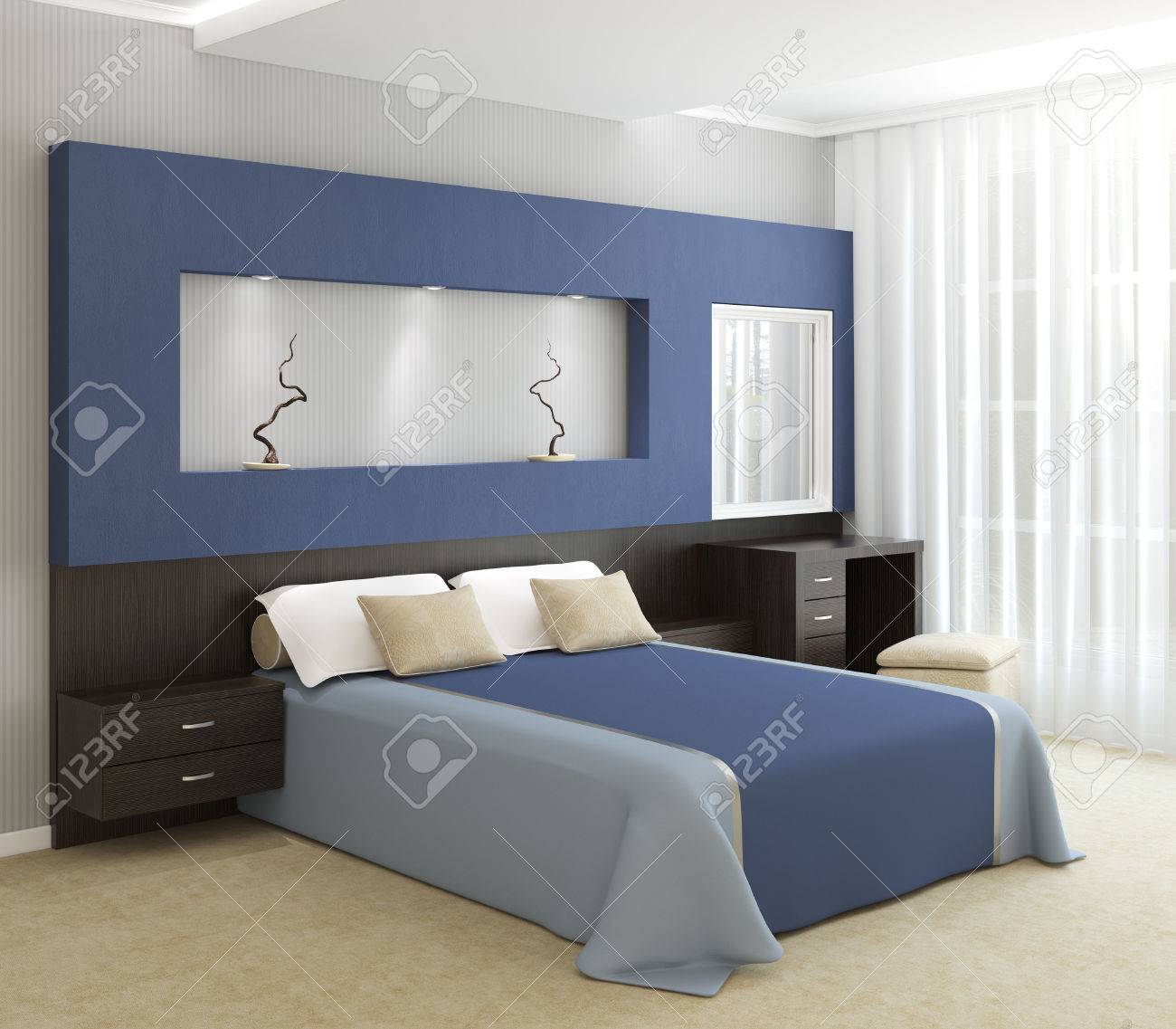 modern bedroom interior 3d render stock photo 39684271