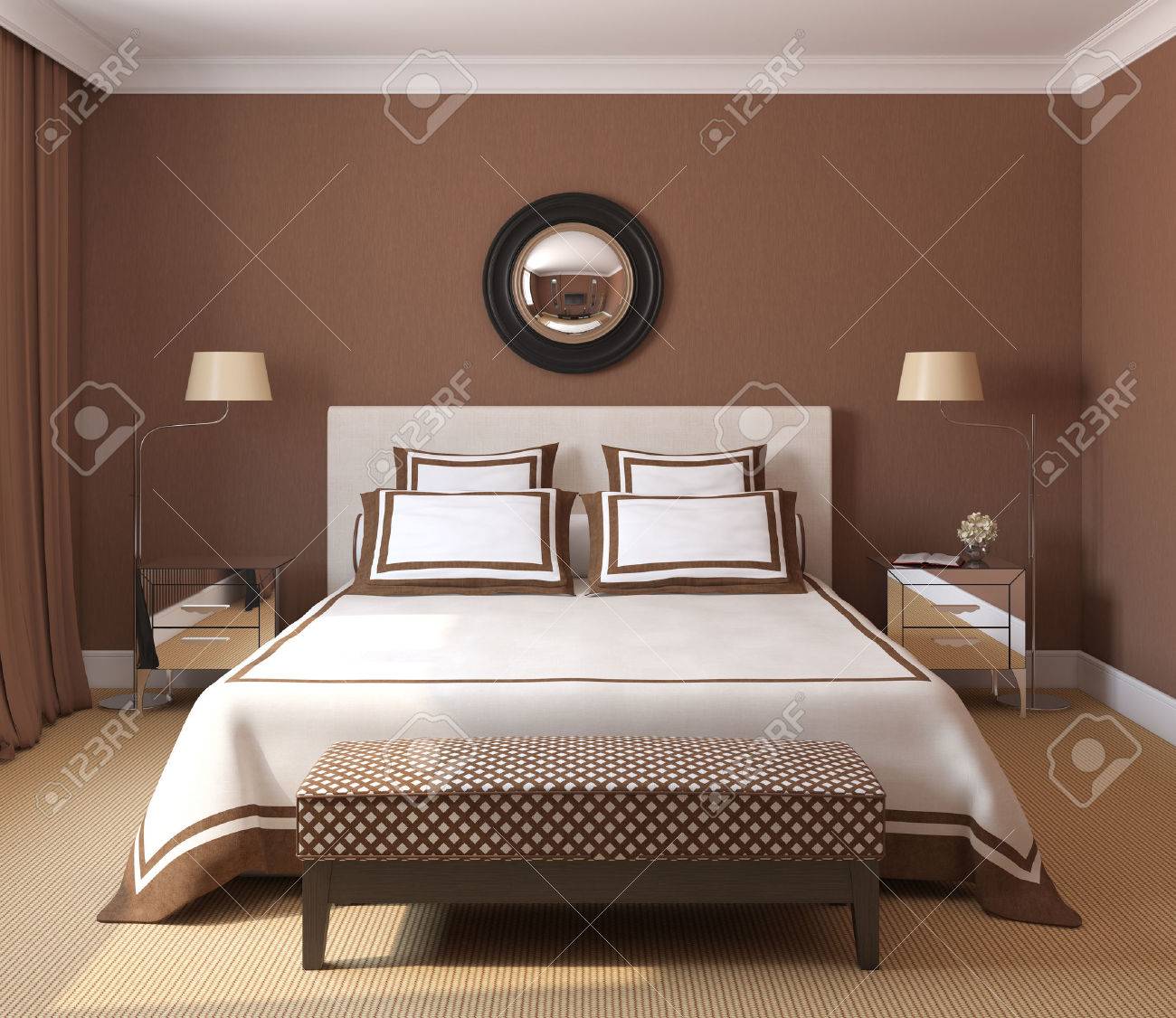 Modern bedroom interior. 3d render. - 48268186 Modern bedroom interior. 3d render. - 48268186