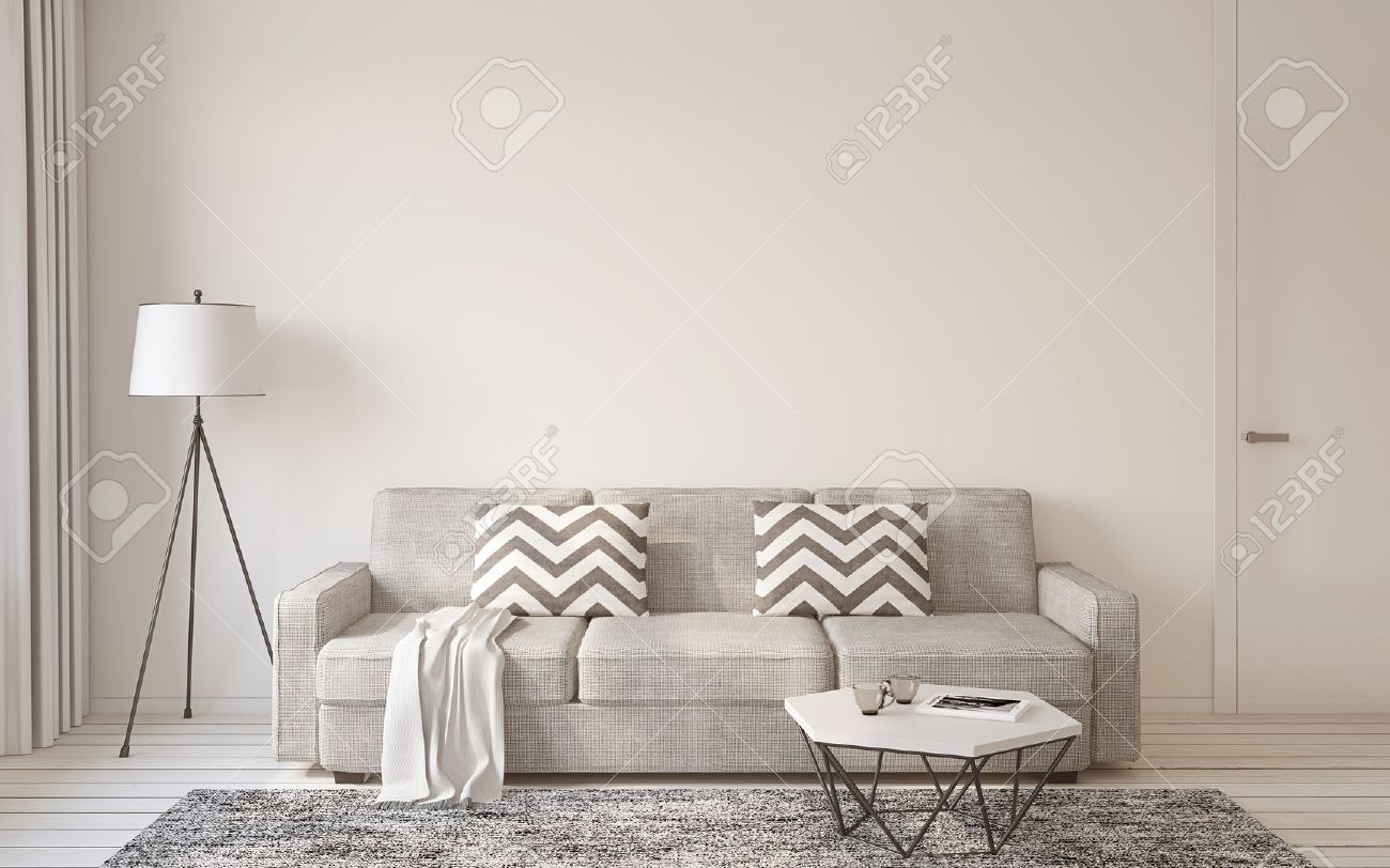 Living-room interior in scandinavian style 3d render. - 66068049 Living-room interior in scandinavian style 3d render. - 66068049
