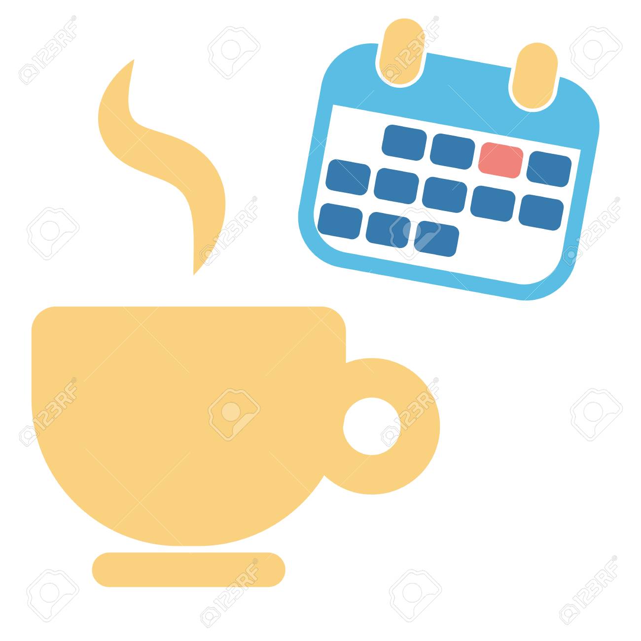 cup of coffee and month blue calendar for business week schedule