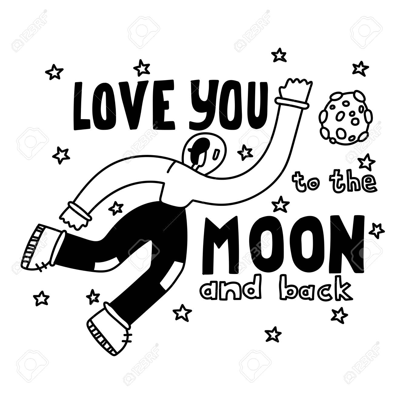 Download Love You To The Moon And Back Hand Drawn Poster With A Romantic Royalty Free Cliparts Vectors And Stock Illustration Image 152305163