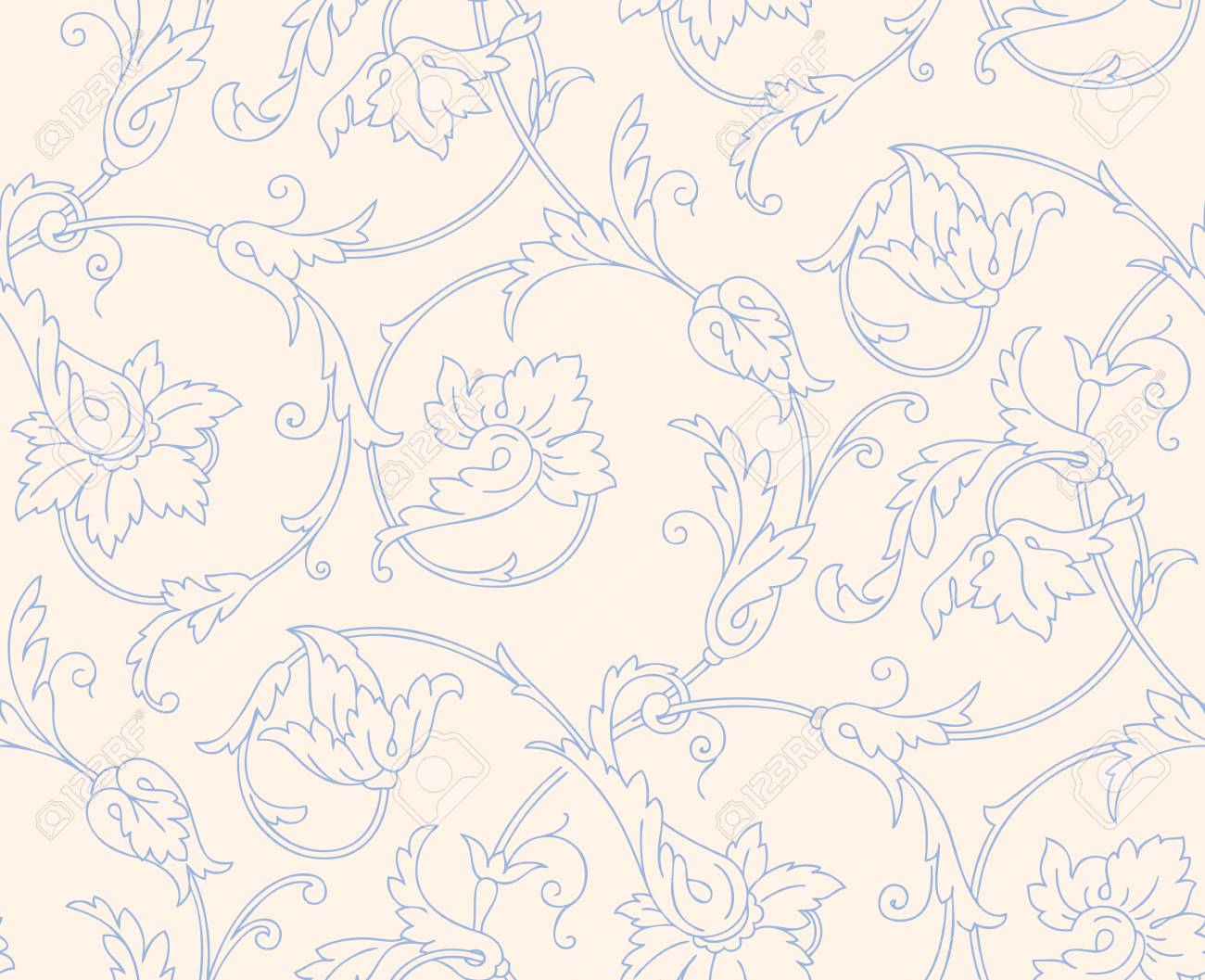 Abstract Floral Pattern In Vintage Oriental Style Geometric