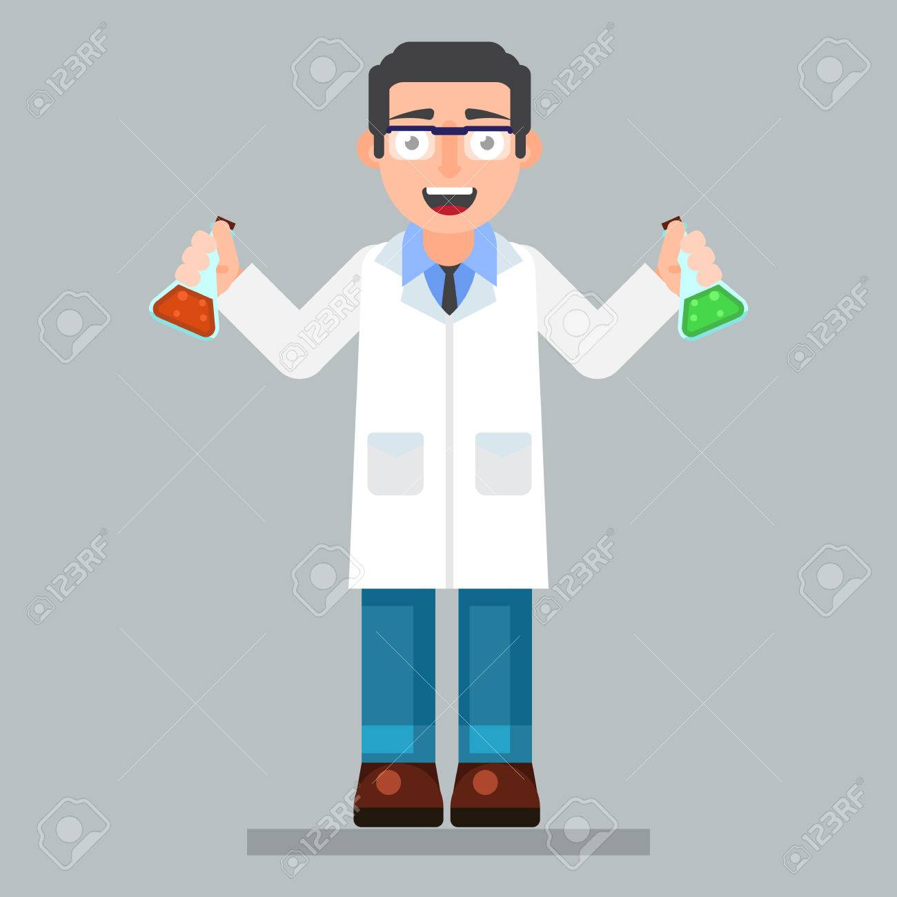 眼鏡と白衣の科学者キャラクターのイラスト素材 ベクタ Image 眼鏡と白衣の科学者キャラクターのイラスト素材 ベクタ Image